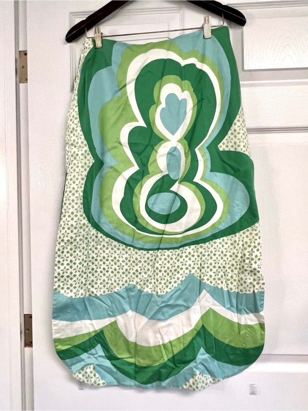 Trina Turk 6 Retro Mod Floral Cotton Midi Skirt Green Blue Made in USA cottage - Picture 7 of 10